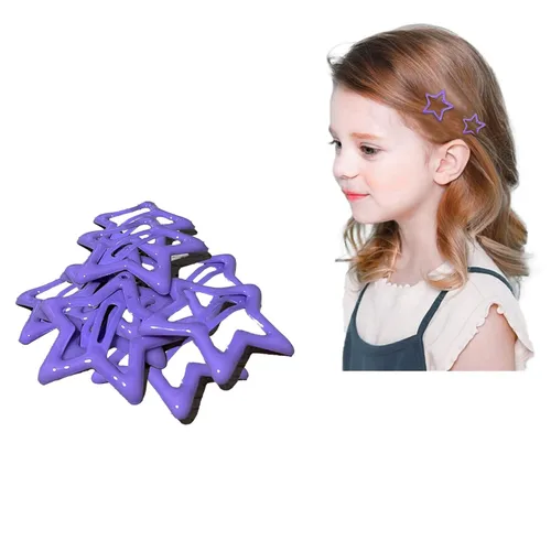 Vista 7 de Pinzas para el cabello con diseño de estrellas moradas, 10 unidades, para niñas, kawaii, antideslizantes, con estrellas, accesorios para el cabello