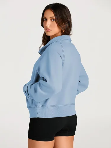 Vista 5 de AUTOMET Womens Sweatshirts Half Zip Cropped Pullover Fleece Quarter Zipper Hoodies Fall outfits Clothes Thumb Hole