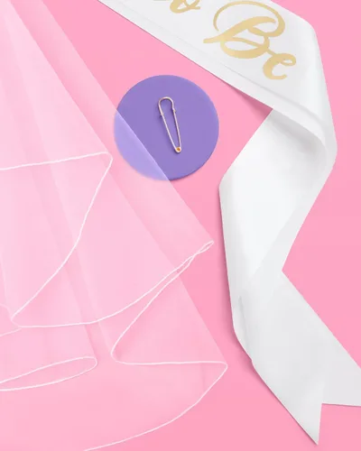 Vista 8 de xo, Fetti Banda para despedida de soltera + velo – Novia futura Kit de decoración de despedida de soltera – Banda para novia Suministros