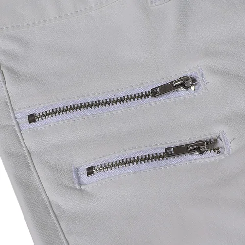 Vista 3 de Hoxekle Leggings elásticos de piel sintética para mujer pantalones de cuero vegano de talle alto punk cadera pushup talla grande