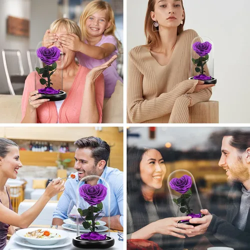 Vista 5 de Forever Preserved - Regalos de cumpleaños con forma de corazón real para mujeres, flor eterna en cristal, regalo para el día de San Valentín, día