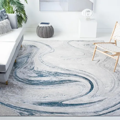 Vista 19 de SAFAVIEH Orchard Collection - Alfombra decorativa de 4 pies 5 pulgadas x 6 pies 5 pulgadas, gris y azul, diseño abstracto moderno, no desprende