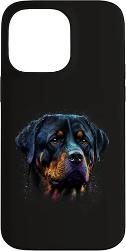 Vista 21 de Rottweiler Dog Face Watercolor Colorful Art Hand Drawn Case for iPhone 17