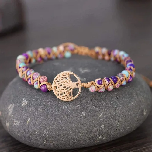 Vista 37 de ZOSOJONA - Pulseras bohemias hechas a mano de piedra natural, que dan vuelta, con cuentas de cristal de turquesa