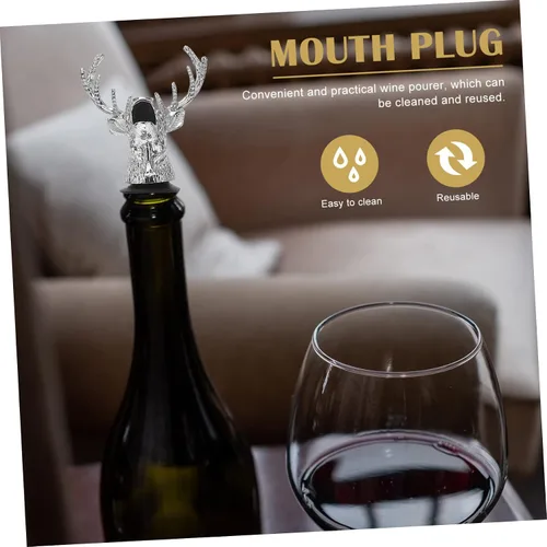 Vista 9 de Cabilock Vertedores de botellas de vino y licor de metal con forma de cabeza de ciervo para profesionales de bares