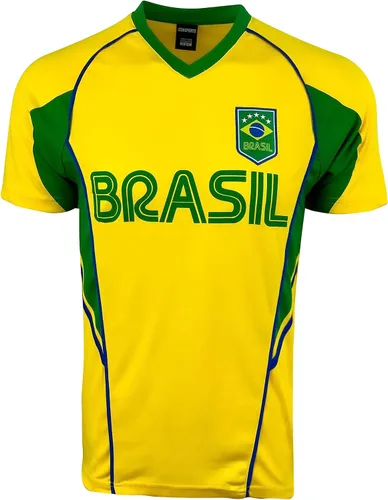 Vista 4 de Icon Sports Camiseta de fútbol brasileño de manga corta para niño, camiseta de fútbol de Brasil para niño