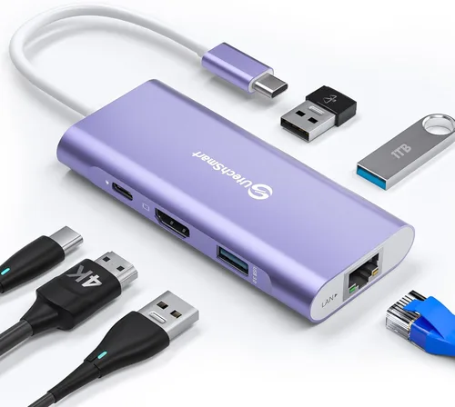 Vista 12 de UtechSmart USB C Hub,Ethernet Multiport 6 in 1 USB C to HDMI Adapter Black Negro