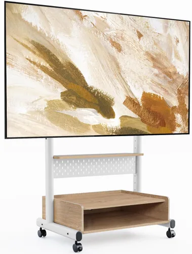 Vista 10 de FITUEYES Soporte de suelo de TV rodante para televisores de 40 a 85 pulgadas, soporte de TV móvil resistente con ruedas con cerradura, carrito de TV