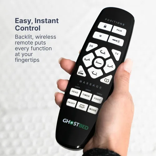 Vista 5 de GhostBed Base de cama ajustable y base de alimentación con control remoto inalámbrico, ajustes de gravedad cero y masaje, puertos USB, tamaño King