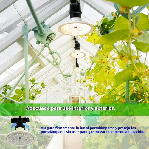 Vista 8 de Luces LED de Crecimiento para Exteriores, Luz de Crecimiento de Cadena Impermeable, Luces de Crecimiento de Plantas de Espectro Completo con Cable