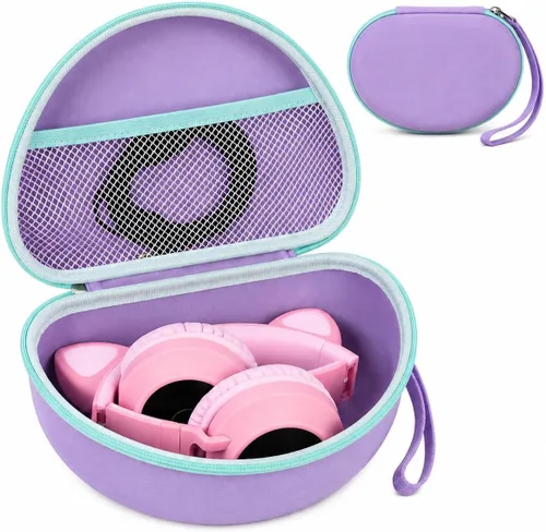 Vista 11 de PAIYULE Funda de auriculares para niños iClever para Riwbox CT-7S/CT-7, para auriculares de caramelo con oreja, funda protectora rígida con bolsillo