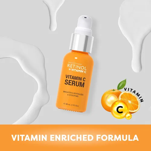 Vista 6 de LIVAURA Retinol + Vitamin C - Suero facial antienvejecimiento, unifica el tono de la piel, disminuye las líneas finas y arrugas, daños solares
