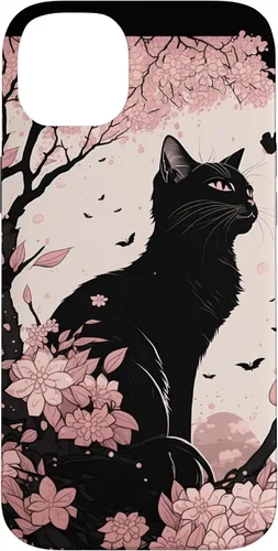 Vista 15 de Cute Pink Japanese Cherry Blossom Cat Aesthetic Case for iPhone 16