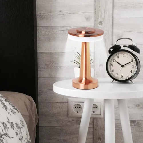Vista 4 de Lámpara de escritorio inalámbrica portátil táctil, atenuación táctil de 3 velocidades, puerto de batería USB integrado, luz de noche de dormitorio