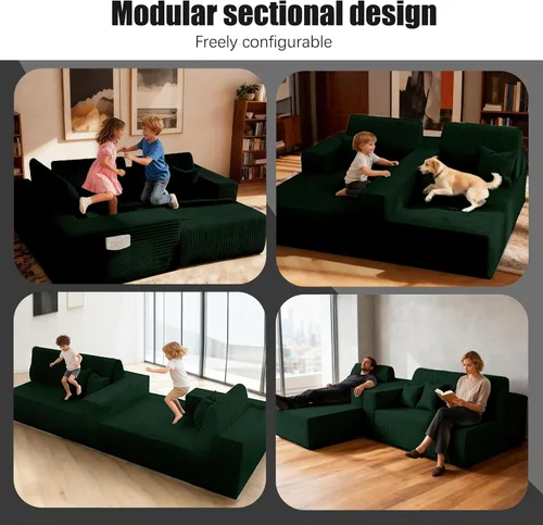 Vista 7 de Sofá modular Cloud de 110 pulgadas sin hueso, con diván en forma de L, modernos sofás tapizados para sala de estar y dormitorio, no requiere montaje