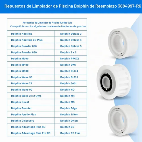 Vista 4 de Kit de ruedas guía y engranajes de polea para Maytronics Dolphin