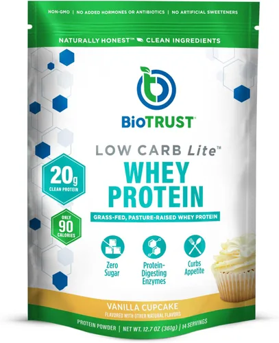 Vista 11 de BioTrust Low Carb Lite Proteína en Polvo - Aislado de Suero, Helado de Chocolate 20g grass-fed whey isolate protein, 100 calories & ProHydrolase