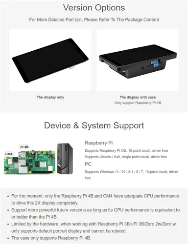 Vista 4 de waveshare Pantalla LCD táctil capacitiva 2K de 5.5 pulgadas compatible con Raspberry Pi 5/4B/3B+/Pi 3B/Zero 2w/Zero w y CM4 compatible con Windows