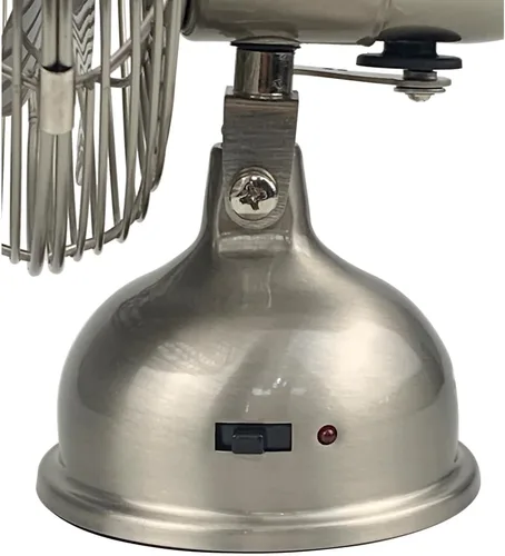 Vista 7 de Good Housekeeping 92512 Ventilador Personal Retro Oscilante de 5 pulgadas Totalmente Metálico Alimentado por USB, Níquel Cepillado