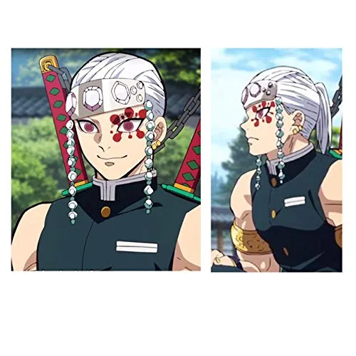 Vista 5 de SUNXXCOS Fibra de alta temperatura para hombres y mujeres para fiestas masculinas de Halloween, Kimetsu no Yaiba, pelucas cortas de cosplay