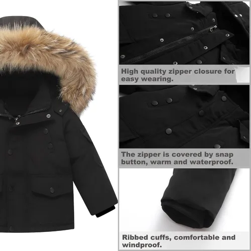 Vista 4 de Traje de nieve de 2 piezas para niños y niñas, chaqueta de invierno y pantalones con peto de nieve, traje de esquí, 1-6 años