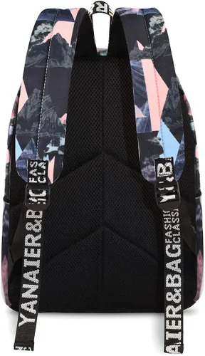 Vista 4 de YANAIER Elegante mochila para laptop, mochila de viaje, triángulo negro
