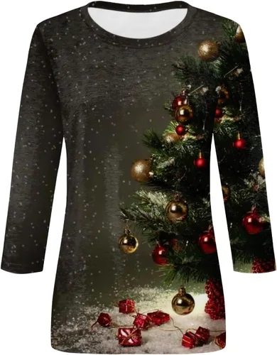 Vista 4 de 34 Length Sleeve Tops for Women Dressy Casual Trendy Graphic Fall Shirts Tees Loose Fit Tunic Tops Clothes