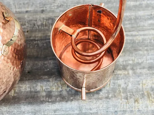 Vista 5 de Alambique alambique alambique de cobre puro de 5 galones para whisky, aceites esenciales de alcohol ilegal por Copperholic