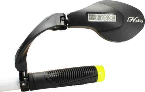 Vista 4 de Hafny - Espejo retrovisor para manubrio de bicicleta, de acero inoxidable, color negro (espejo izquierdo), Izquierda