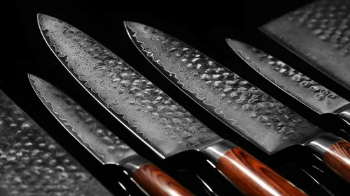 Vista 3 de Juego de cuchillos de cocina de Damasco de 3 piezas, incluyendo cuchillo de chef, cuchillo de cuchillo y cuchillo de pelar
