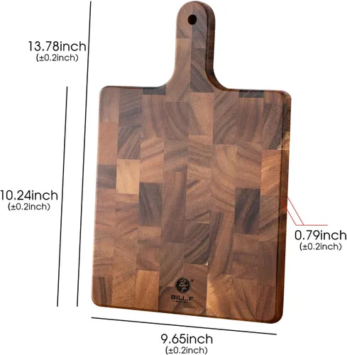 Vista 6 de Tabla de cortar de grano final con mango para carne, tabla de queso, verduras, pan, tabla de servir de madera decorativa para cocina y comedor, 13 x