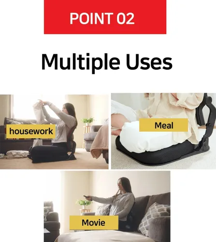 Vista 5 de Silla de suelo patentada con soporte de espalda, silla ortopédica plegable para adultos y niños, asiento japonés sin patas para meditación, TV