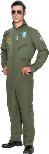 Vista 4 de Spooktacular Creations Disfraz de piloto de combate para hombre, disfraz de piloto con accesorio para Halloween