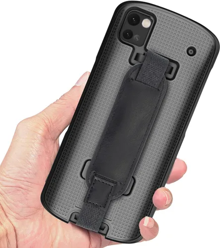 Vista 8 de Estuche + Correa De Mano + Clip De Cinturón Combo Para Zebra TC53 TC58 Teléfono - Negro Carcasa rígida con soporte y soporte giratorio, delgado