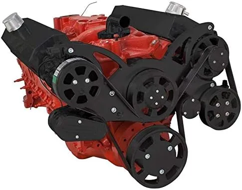 Vista 2 de Sistema de serpentina Chevy de bloque pequeño negro, todo incluido