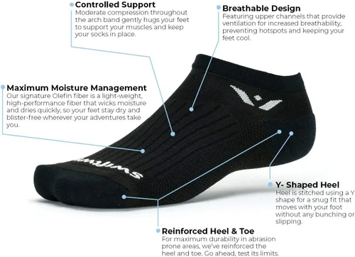 Vista 4 de Swiftwick - Calcetines Performance Zero Golf & Running Calcetines acolchados invisibles
