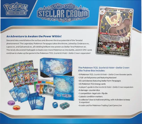 Vista 4 de Pokemon TCG: Caja de Entrenador Élite Corona Estelar Escarlata y Violeta