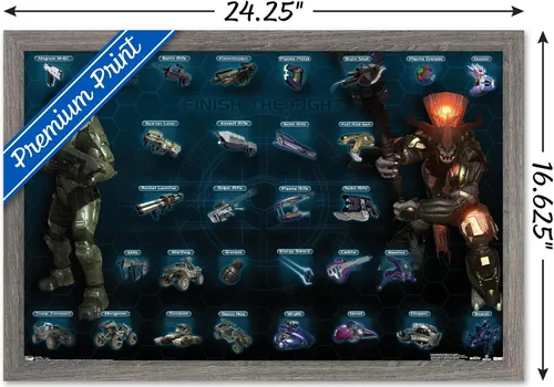 Vista 3 de Trends International Halo 3 - Chart - Póster de pared entera, 14.725 x 22.375 pulgadas, versión enmarcada de madera de granero Versión enmarcada