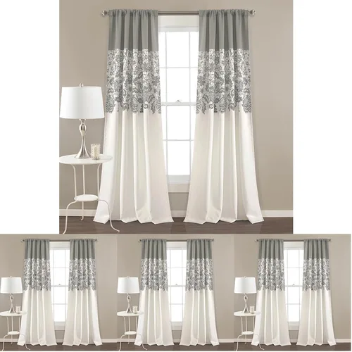 Vista 14 de LUSH DÉCOR Azul Marino Cortinas con Estampado Estate Garden de Lush Decor con Filtro de Luz, Juego de Paneles para Ventana para Sala, Comedor