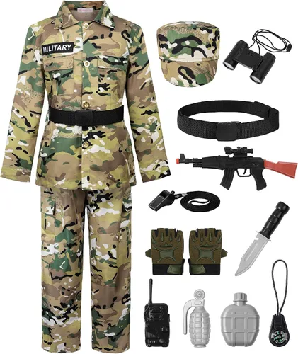 Vista 13 de ReliBeauty Disfraz de soldado uniforme de camuflaje del ejército