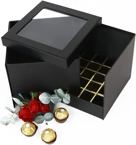 Vista 2 de USA-SALES UNIKPACKAGING - Caja sorpresa cuadrada para regalo y arreglos florales, tamaño 7.3 x 7.3 x 6.1 pulgadas para arreglos de regalo