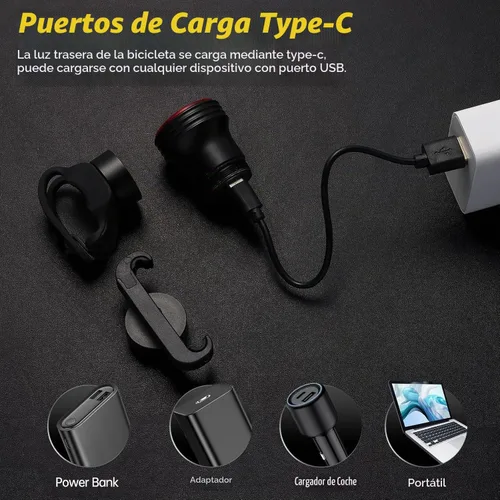 Vista 4 de Luz trasera inteligente para bicicleta, detección de frenos, encendido