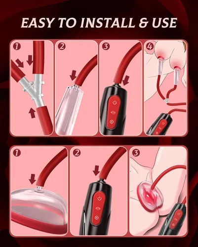 Vista 4 de Bomba de Coño Juguetes Sexuales para Adultos - Kit de Juguetes BDSM Succionadores de Pezones Bomba Sexual Vaginal de Vacío Eléctrica con 3 Niveles