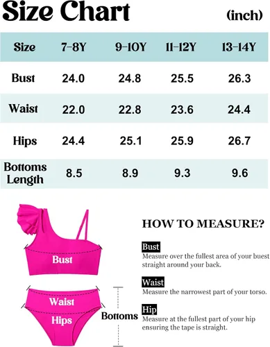 Vista 5 de Doumlop Conjunto de bikini para niñas, traje de baño para niñas con volantes de dos piezas con correa ajustable