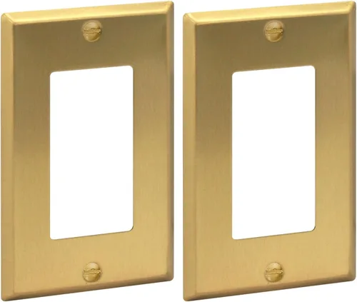 Vista 14 de Rio Salto Placa de pared de metal dorado en latón Placa de salida en blanco Cubierta para tomas de corriente no utilizadas Interruptor de pared de 1