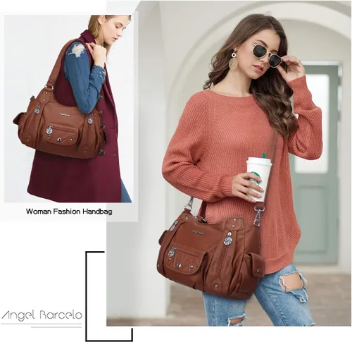 Vista 6 de Angel Barcelo Bolsos de cuero sintético para mujer, bolso de hombro, a la moda, bolsas para niñas