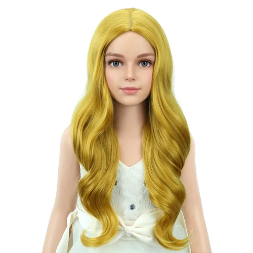 Vista 44 de PATTNIUM Peluca larga y ondulada rubia oscura para niños y niñas, peluca Rubio ceniza