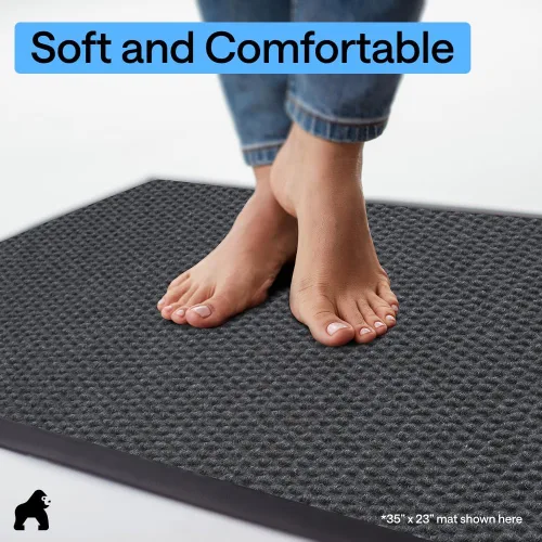 Vista 65 de Gorilla Grip - Tapete afelpado original de goma con perfil bajo, resistente, duradero, impermeable y fácil de limpiar para interior y exterior Marrón