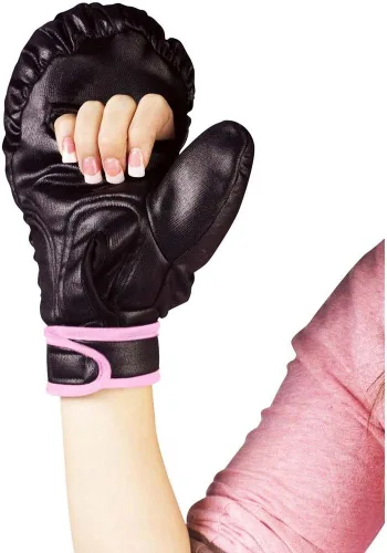 Vista 3 de Knockout! disfraz de boxeadora con bata rosa y guantes.
