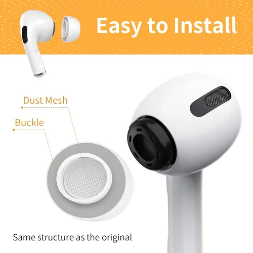 Vista 5 de Almohadillas de espuma viscoelástica para AirPods Pro y AirPods Pro 2, protector de silicona, seguro, cómodo, punta de repuesto, mejor cancelación